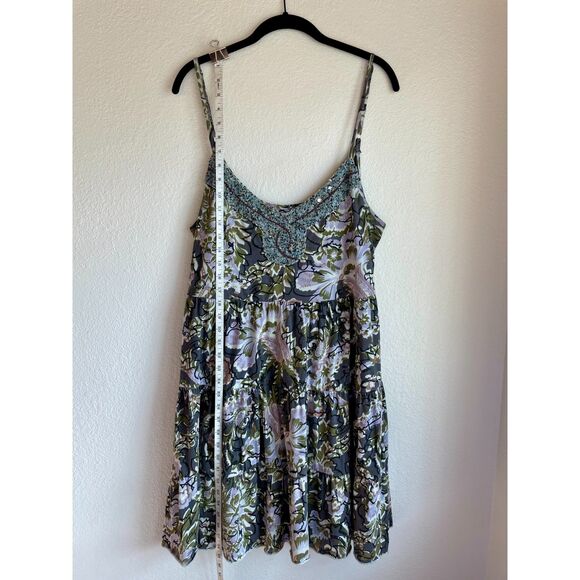 Free People Western Royalty Beaded Paisley Babydoll Dress Purple & Green Size L - Picture 9 of 12